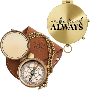 to My Love – Antique Brass Engraved Compass with Leather Case – Personalized Pocket Compass for Husband, Boyfriend, Anniversary, Wedding & Outdoor Adventures (Polish My Love-2)