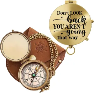 to My Love Antique Brass Engraved Compass with Leather Case – Personalized Pocket Compass Gift for Husband, Boyfriend, Anniversary, Wedding & Outdoor Adventures (Polish My Love-12)