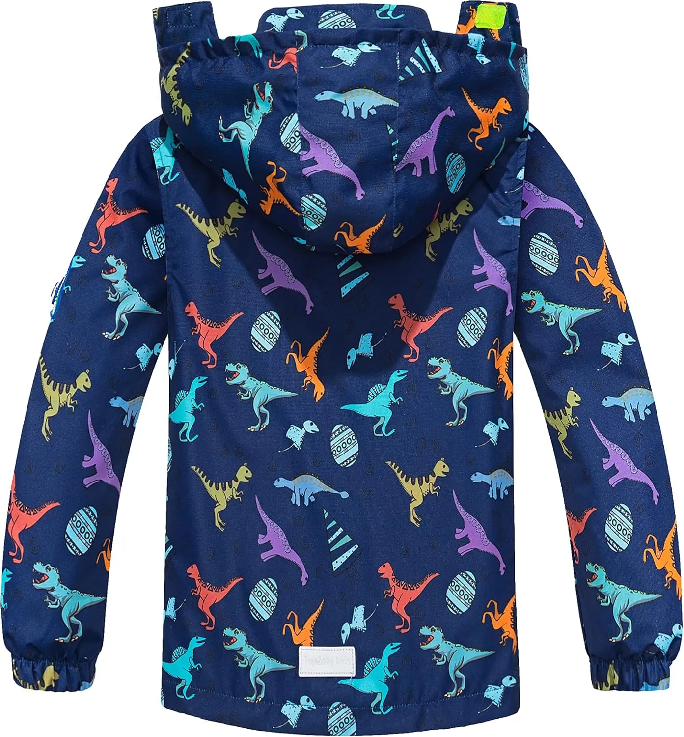 TOP&SKY KIDS Boys Dinosaur Rain Jacket Lightweight Waterproof Raincoats Windbreakers for Kids