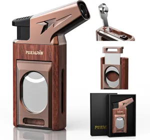 Torch Lighter with Built-in Straight Tool, Punch, Windproof Jet Flame Tool, Butane Refillable Torch Lighters, Gift for Men, Multi-Functional Accessories, Lighters for Candle (Butane Not Included)