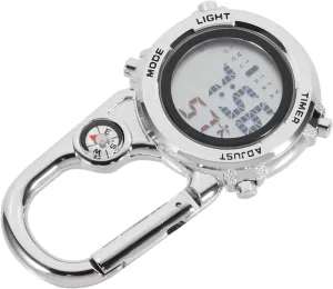 Totority 1Pc Digital Carabiner Watch Multifunctional Hanging Hook Timepiece with Compass Date Display for Outdoor Camping and Mountain Climbing Activities Scratch Resistant Design
