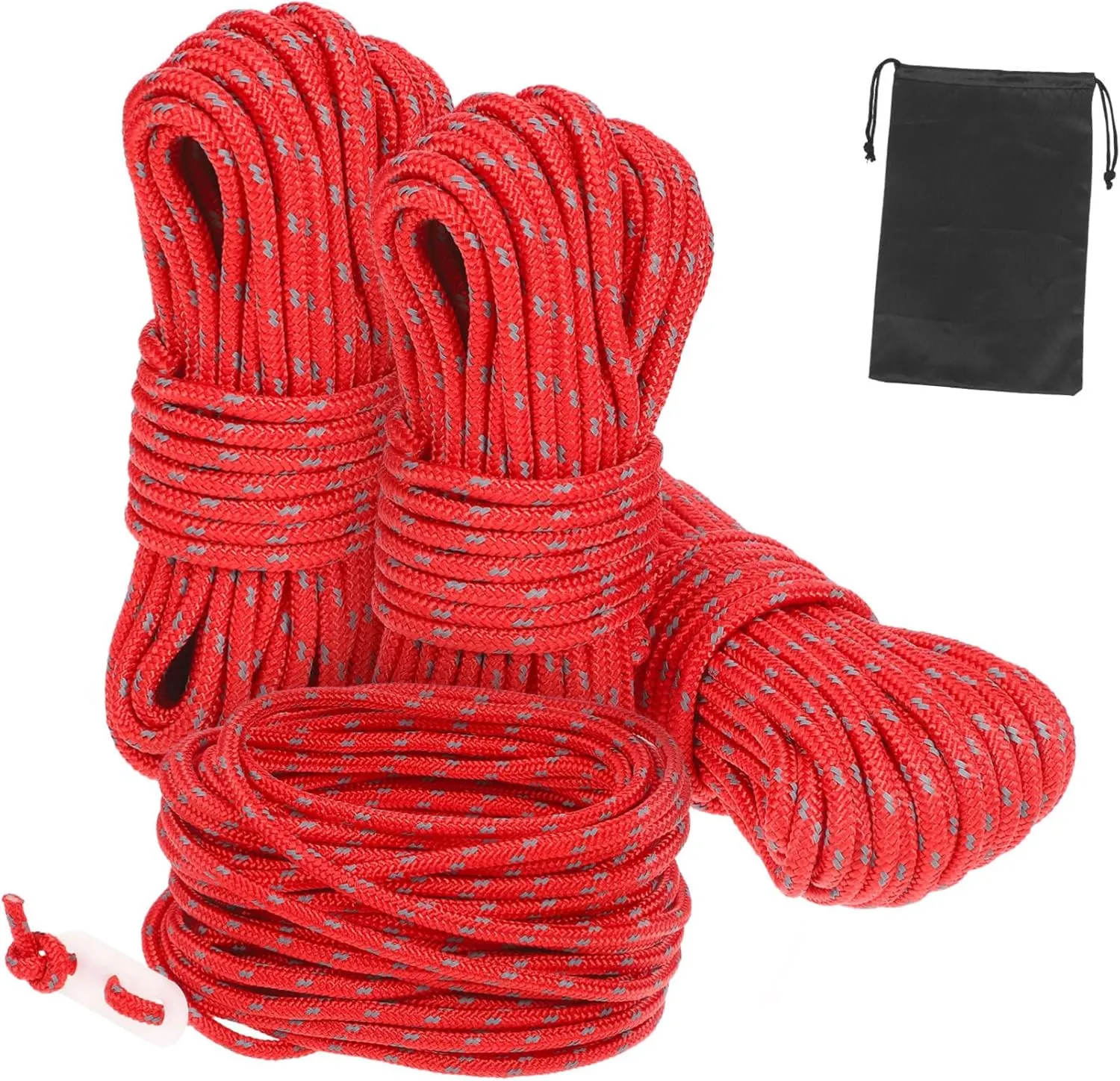 TOYANDONA 4pcs Reflective Camping Rope Portable Adjustable Tent Cord with Storage Bag Durable Nylon Windproof Rope for Outdoor Activities Hiking and Climbing