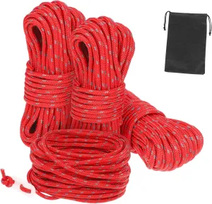 TOYANDONA 4pcs Reflective Camping Rope Portable Adjustable Tent Cord with Storage Bag Durable Nylon Windproof Rope for Outdoor Activities Hiking and Climbing