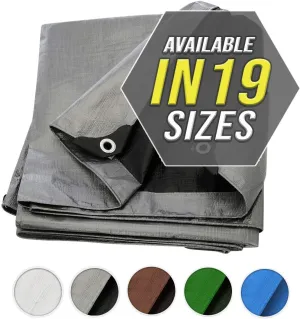 Trademark Supplies Tarp Cover Silver / Black Heavy Duty Thick Material, Waterproof, Great for Tarpaulin Canopy Tent, Boat, RV or Pool Cover!!!