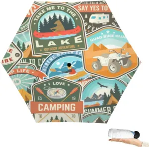 Travel Umbrella for Rain Windproof Summer camp colorful rv trailer camping tent campfire bear camping ten Cute Portable Compact Mini Umbrella for Women Purse Backpack Car Black Sun UV Protection