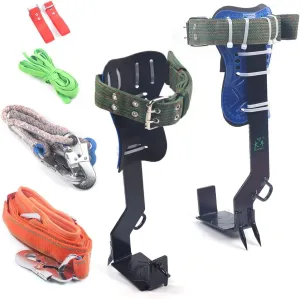 Tree Pole Climbing Spike Set, Adjustable Pole Climbing Gear Kit W/Safety Belt & Orange Rope,Upgraded Claws Design,for Beginners,Men/Women,Outdoor Climbing Logging/Fruit Picking.