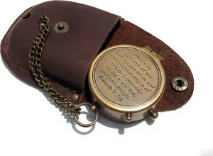 Trust in The Lord Engraved Compass, Proverbs 3: 5-16 Graduation Gift, Compass with Stamped Leather case, Camping Compass, Boating Compass, Confirmation Gift Ideas, Religious Gifts, Missionary Gifts
