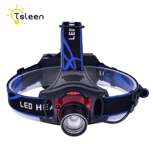 TSLEEN LED Flashlight Headlamp 18650 Rechargeable Battery USB Recharge Infrared Motion Sensor Adjustable Headband Head Lamp Camp