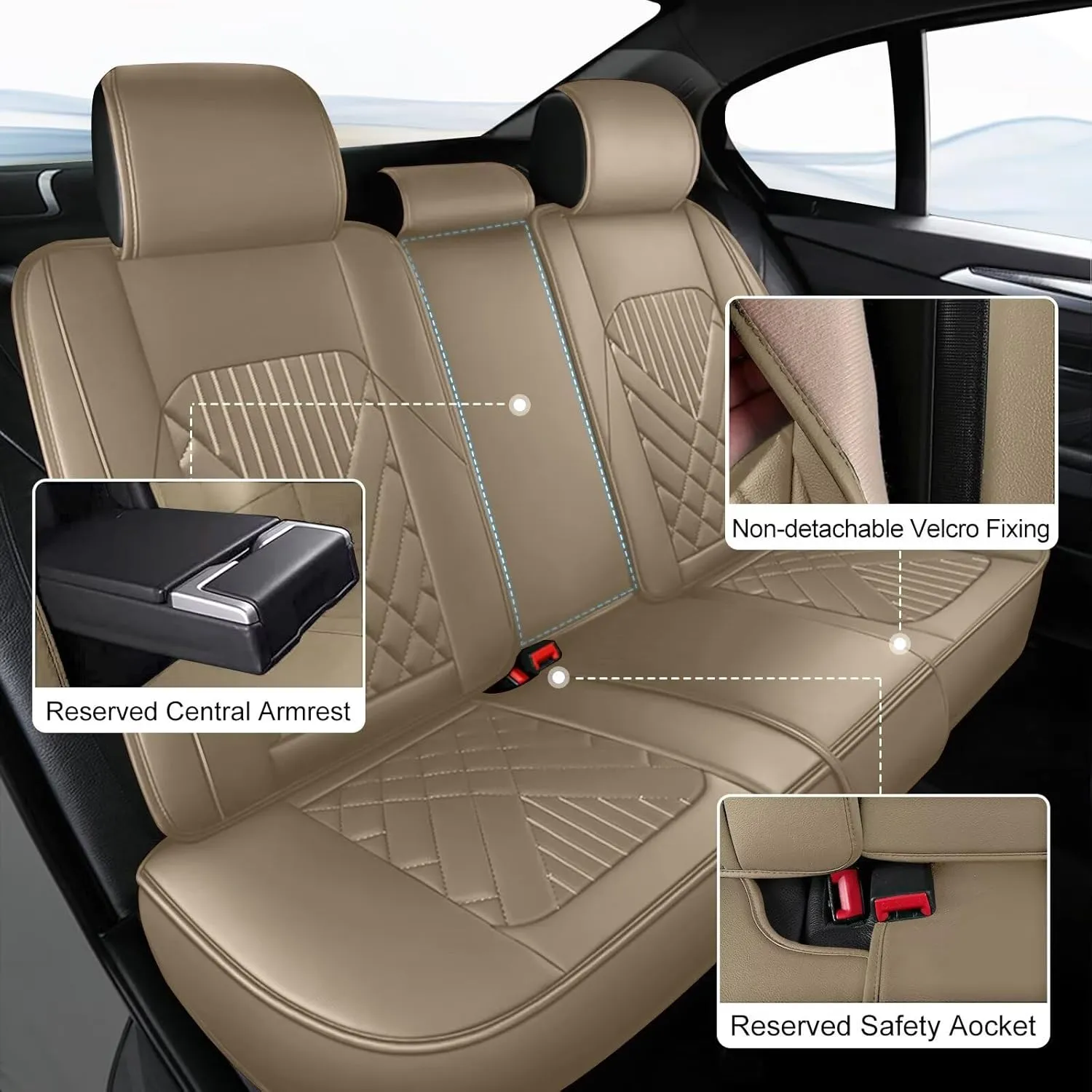 TTX LIGHTING Seat Covers Fit for Jeep Compass 2012-2024 2025 Full Set Car Seat Covers Waterproof Faux Leather Automotive Seat Protectors Cushion with Airbag Compatible(5 Seat,Beige)
