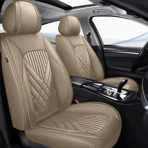 TTX LIGHTING Seat Covers Fit for Jeep Compass 2012-2024 2025 Full Set Car Seat Covers Waterproof Faux Leather Automotive Seat Protectors Cushion with Airbag Compatible(5 Seat,Beige)