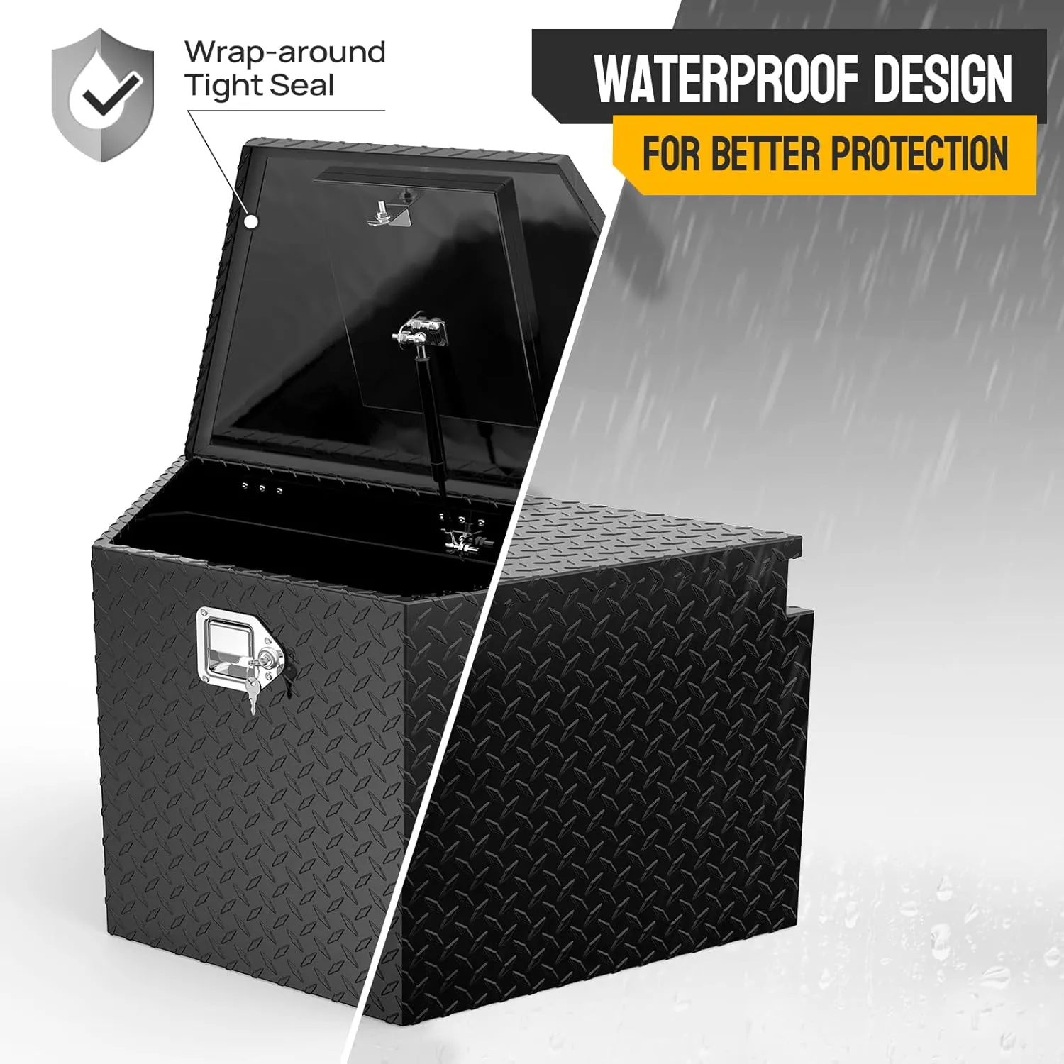 TUFFIOM 33" Aluminum Truck Bed Tool Box, Heavy Duty Diamond Plate Trailer Tool Box with Lock Keys, Tool Storage Organizer Chest for Pick up,Truck Bed,ATV,RV Trailer