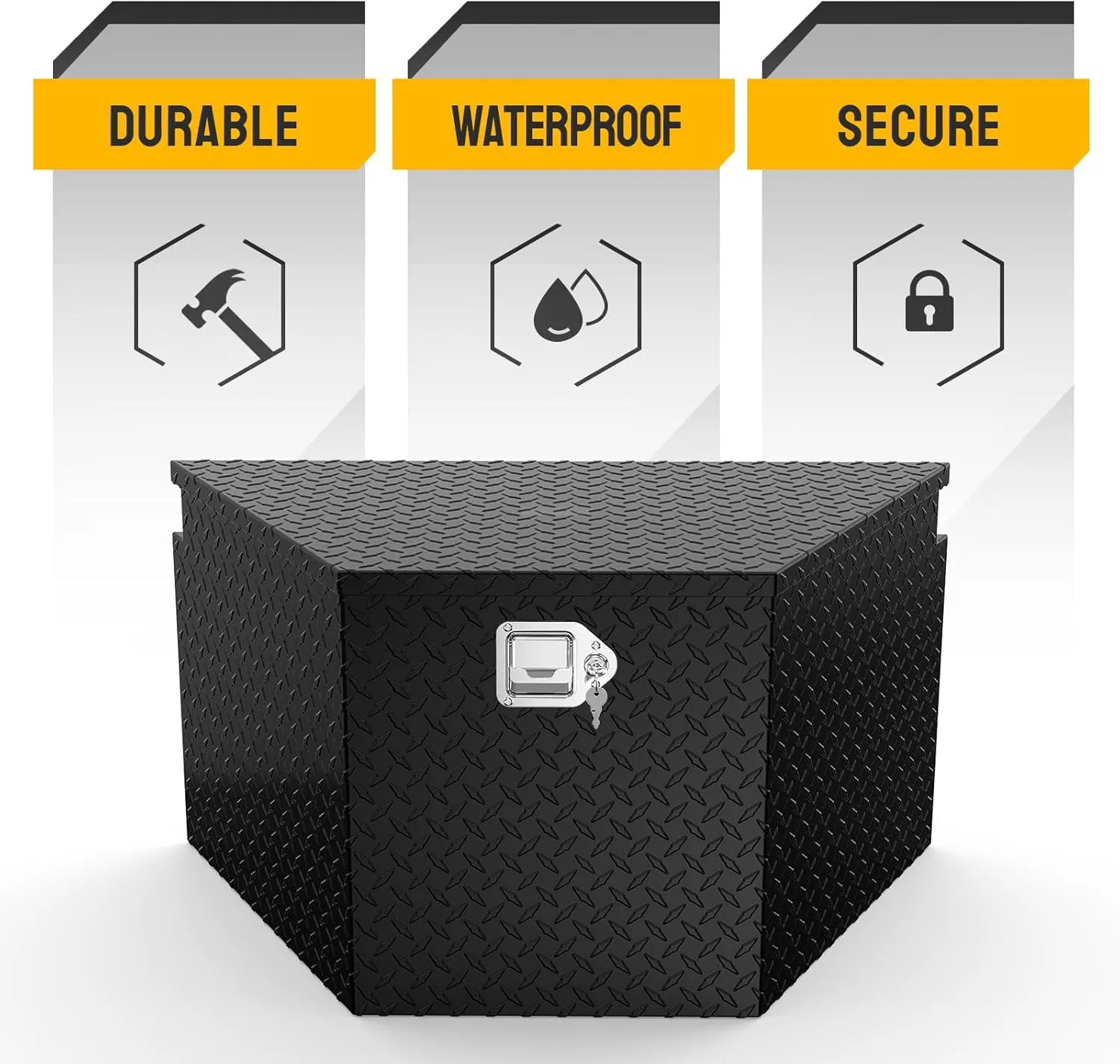 TUFFIOM 33" Aluminum Truck Bed Tool Box, Heavy Duty Diamond Plate Trailer Tool Box with Lock Keys, Tool Storage Organizer Chest for Pick up,Truck Bed,ATV,RV Trailer