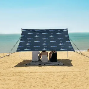 Tuna Cartoon Seamless Pattern Beach Camping Tent Sun Shelter for Whole Family, Beach Shade Canopy with UPF50  UV Protection,Easy Set Up and Carry,Outdoor Shade for Trips, Fishing, Backyard Fun