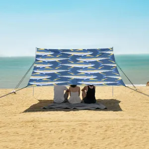 Tuna Pixel Art Pattern Seamless Beach Camping Tent Sun Shelter for Whole Family, Beach Shade Canopy with UPF50  UV Protection,Easy Set Up and Carry,Outdoor Shade for Trips, Fishing, Backyard Fu