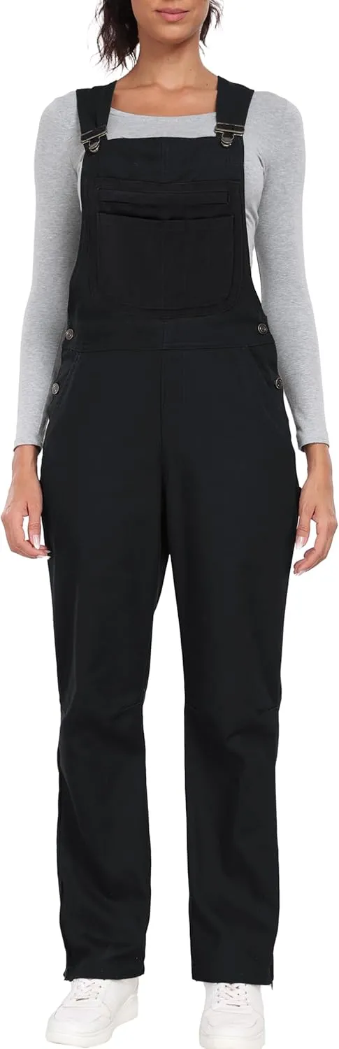 Ubon Women's Relaxed Fit Canvas Bib Overall Ripstop Workwear Regular and Petite Sizes