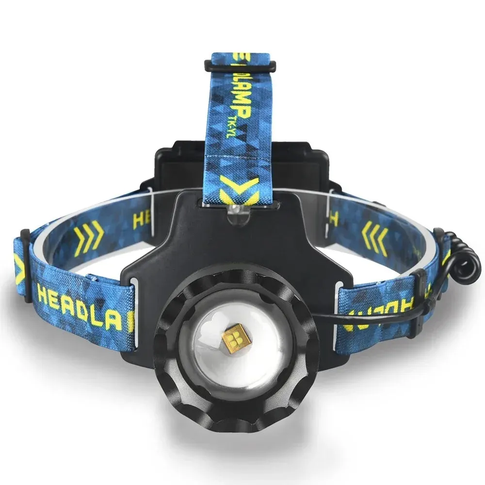 Ultra Bright LED Headlamp - Zoomable, Long-Range Spotlight for Outdoor Fishing