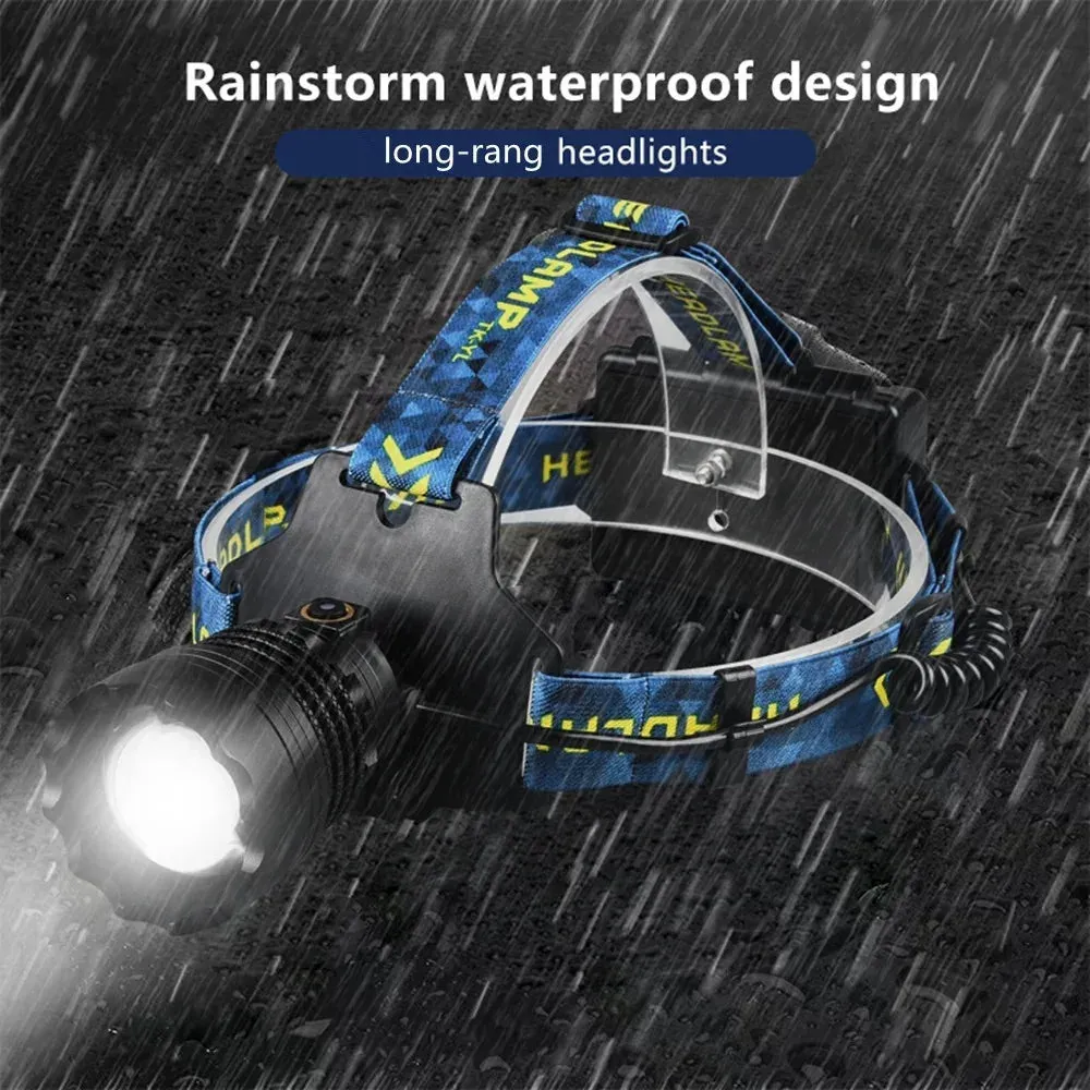Ultra Bright LED Headlamp - Zoomable, Long-Range Spotlight for Outdoor Fishing