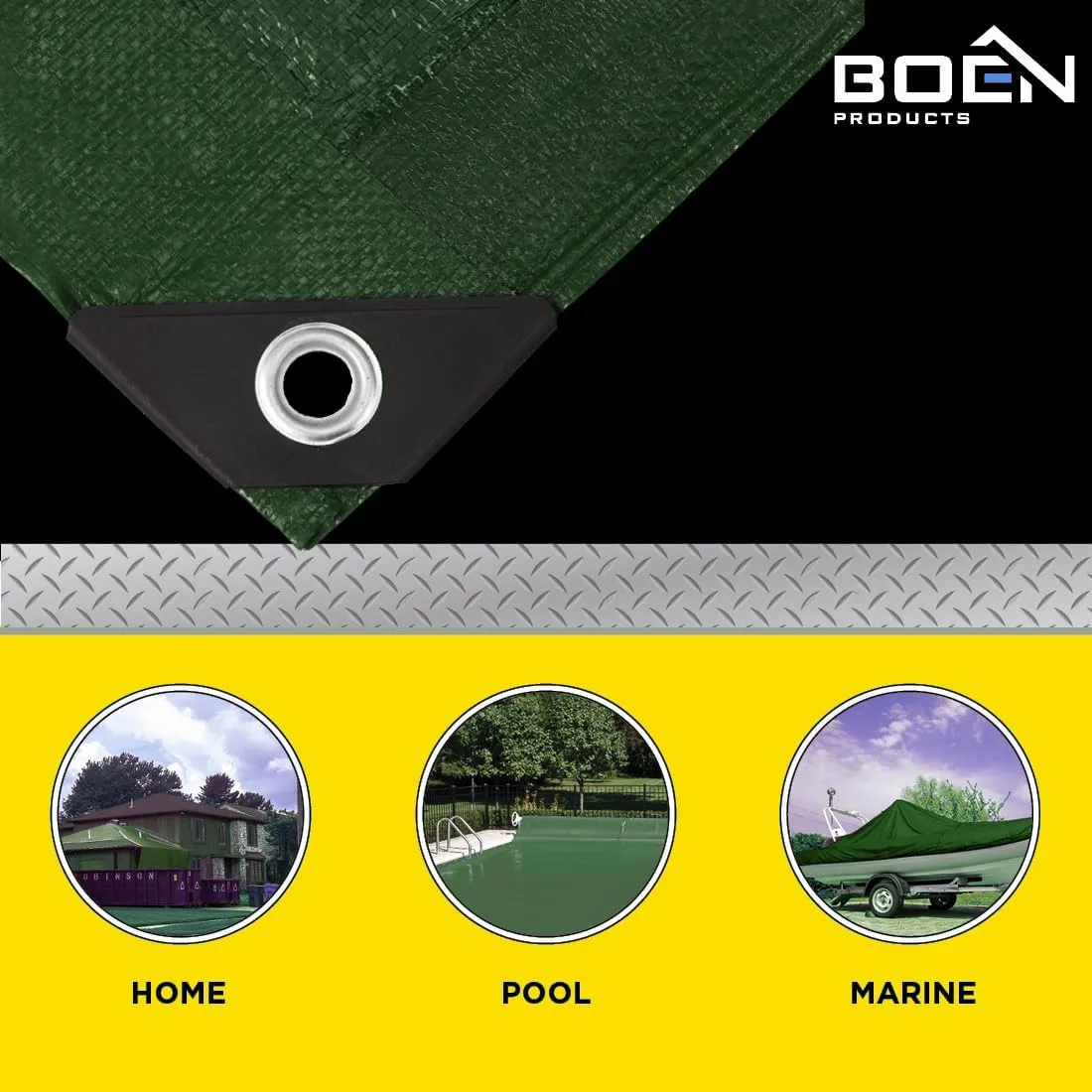 Ultra Heavy Duty Tarp Waterproof Large Cover | Hunter Green, 12' x 16 16 Mil Thick | Rip Proof Tarps | Thick Weave Material, UV Resistant Great for Tarpaulin Canopy Tent, Boat, RV or Pool Cover
