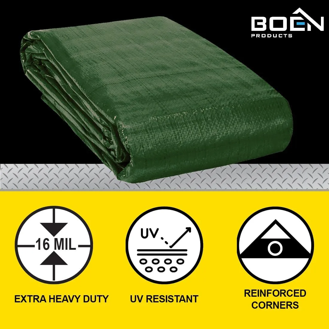 Ultra Heavy Duty Tarp Waterproof Large Cover | Hunter Green, 12' x 16 16 Mil Thick | Rip Proof Tarps | Thick Weave Material, UV Resistant Great for Tarpaulin Canopy Tent, Boat, RV or Pool Cover
