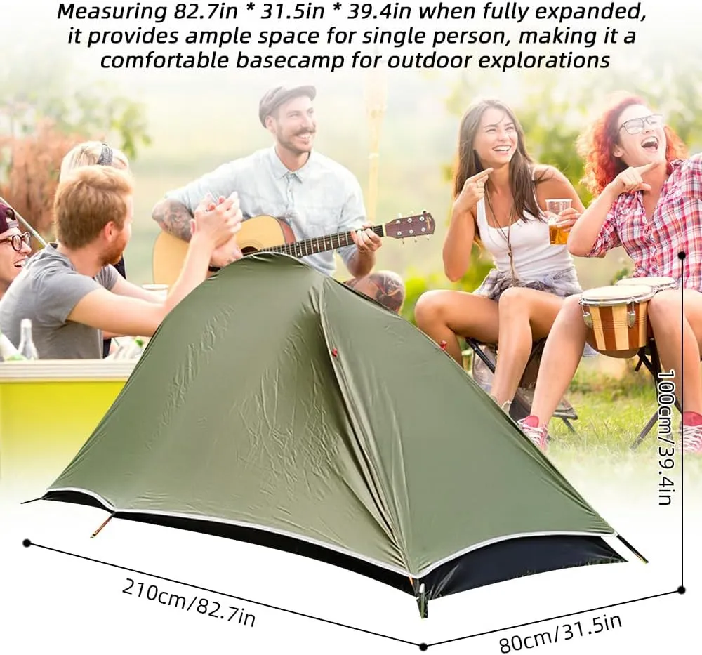 Ultralight Camping Tent 1 Person Aluminum Pole Outdoor Hiking Tent Waterproof Backpacking Tent