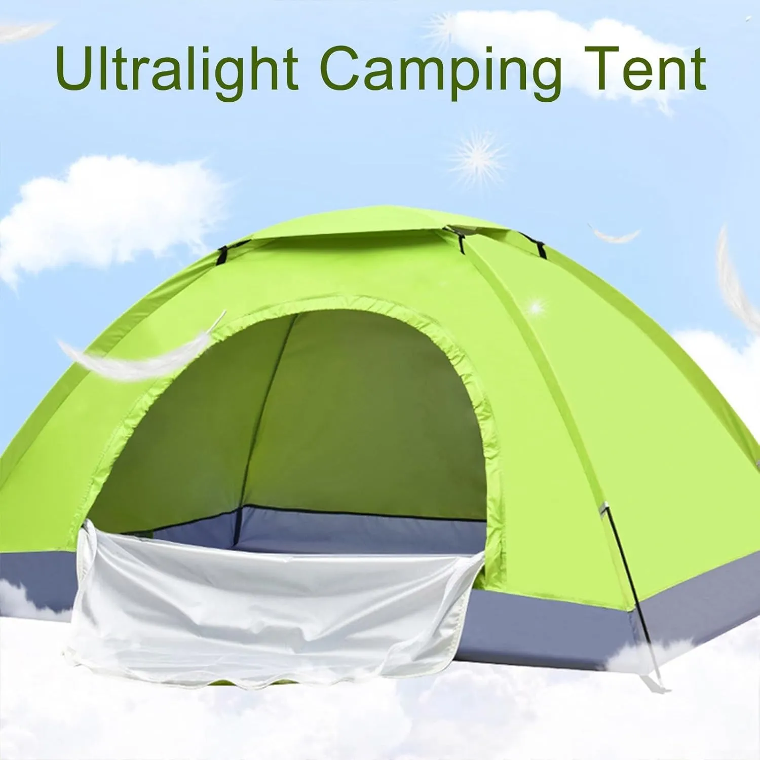 Ultralight Camping Tent with Carry Bag Double Door Ventilated Shelter for Backpacking Hiking Outdoor Trip 1-2 Person Waterproof Portable Dome Tent with Pegs Rain Fly