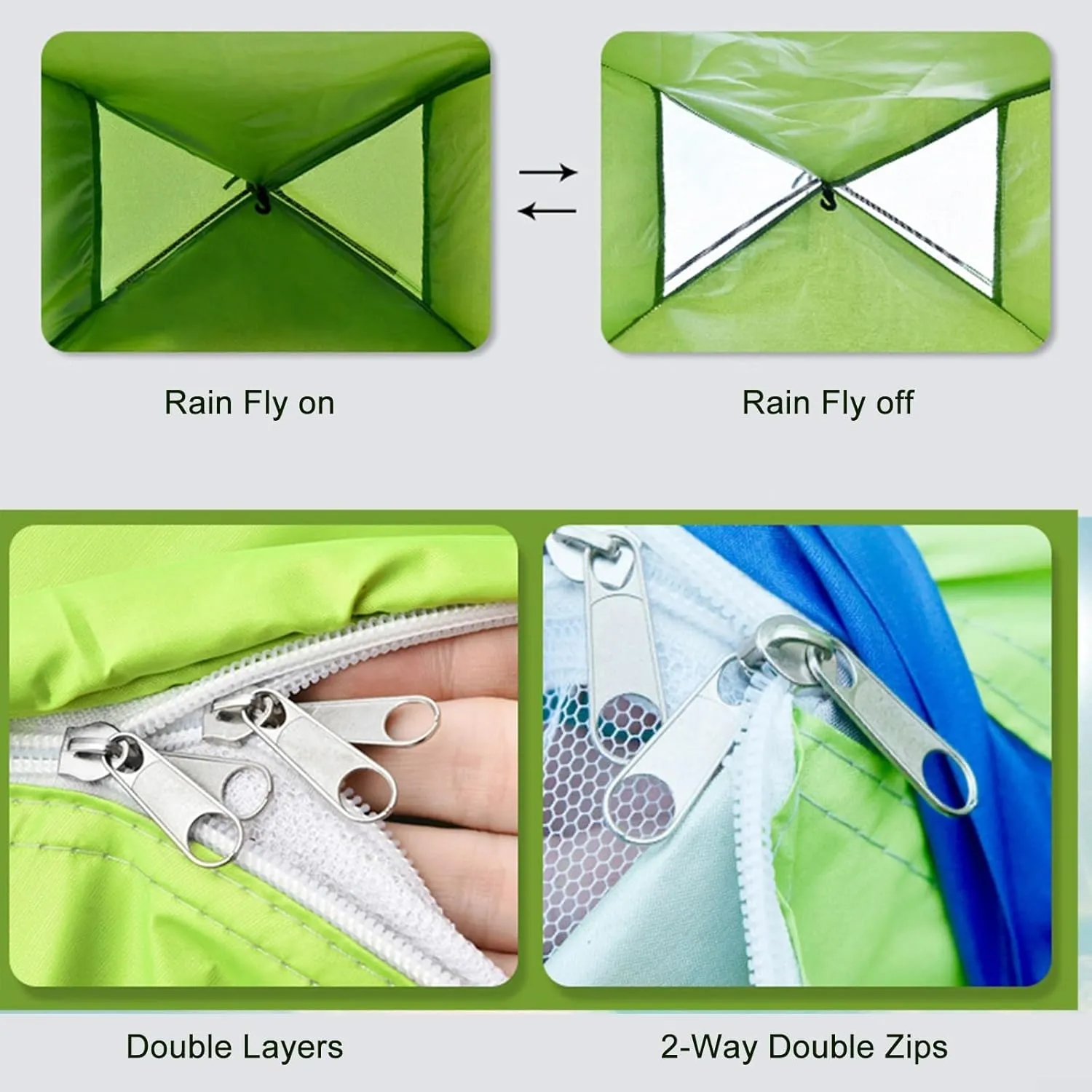 Ultralight Camping Tent with Carry Bag Double Door Ventilated Shelter for Backpacking Hiking Outdoor Trip 1-2 Person Waterproof Portable Dome Tent with Pegs Rain Fly