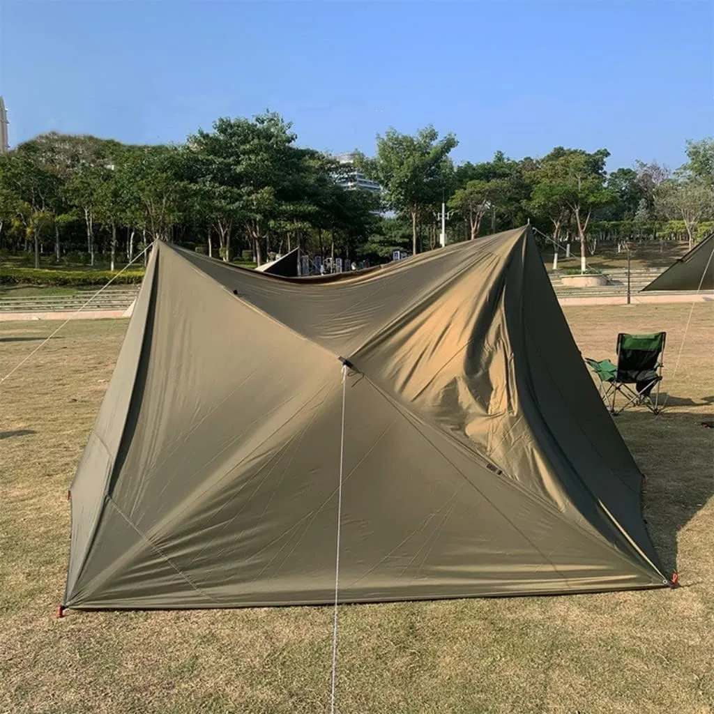 Ultralight Tarp Outdoor Camping Survival Sun Shelter Shade Silver Coating Pergola Waterproof Beach Tent (13 x 10 ft, Black)