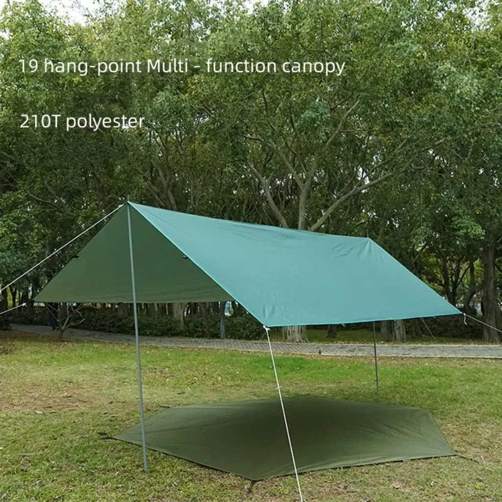Ultralight Tarp Outdoor Camping Survival Sun Shelter Shade Silver Coating Pergola Waterproof Beach Tent (13 x 10 ft, Black)