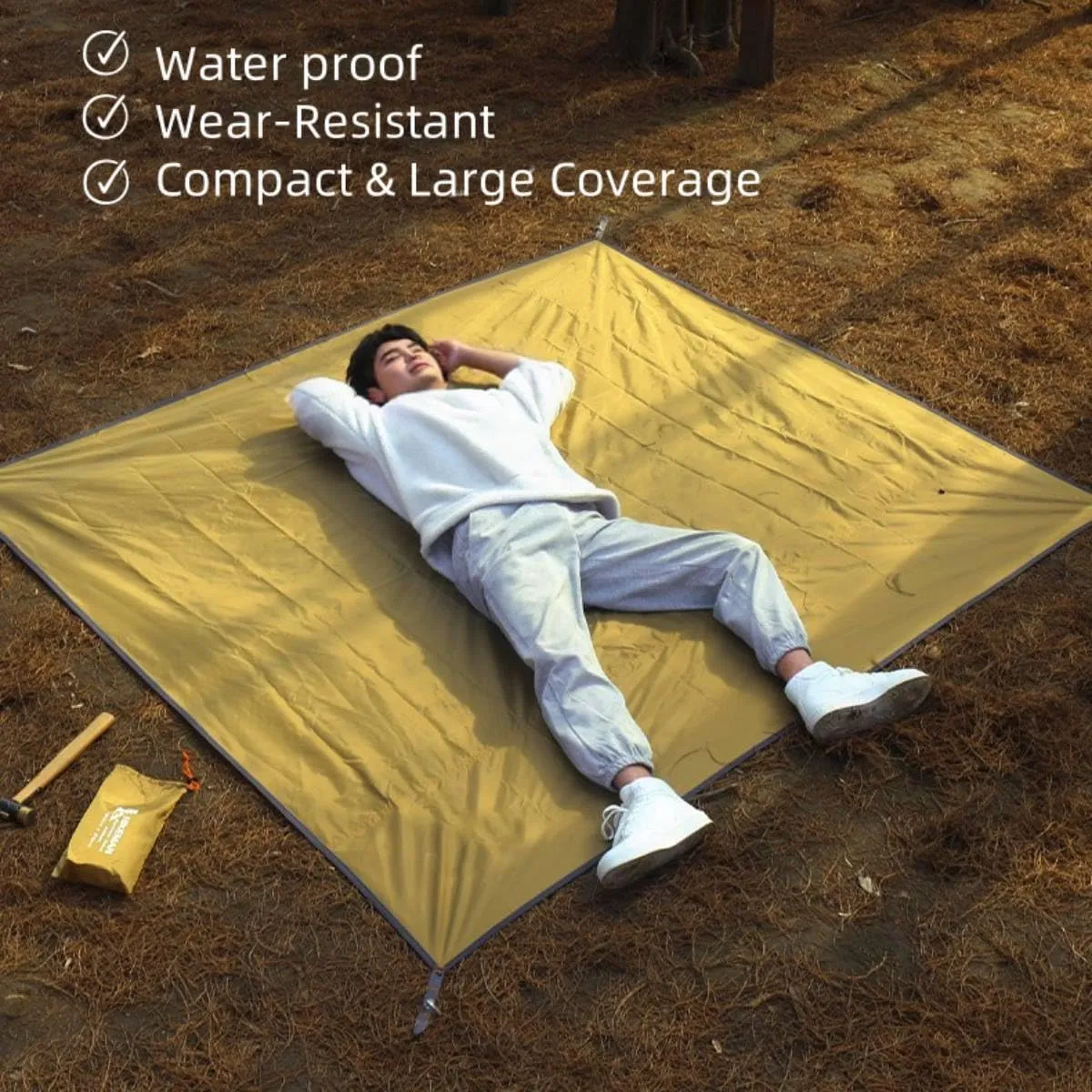 Ultralight Tent Footprint/Waterproof Camping Tarp, Essential Tent Accessories Beach Picnic Blanket Mat Ground Sheet for Camping, Backpacking, Hiking & Beach with Carry Bag (82.7 * 82.7in)