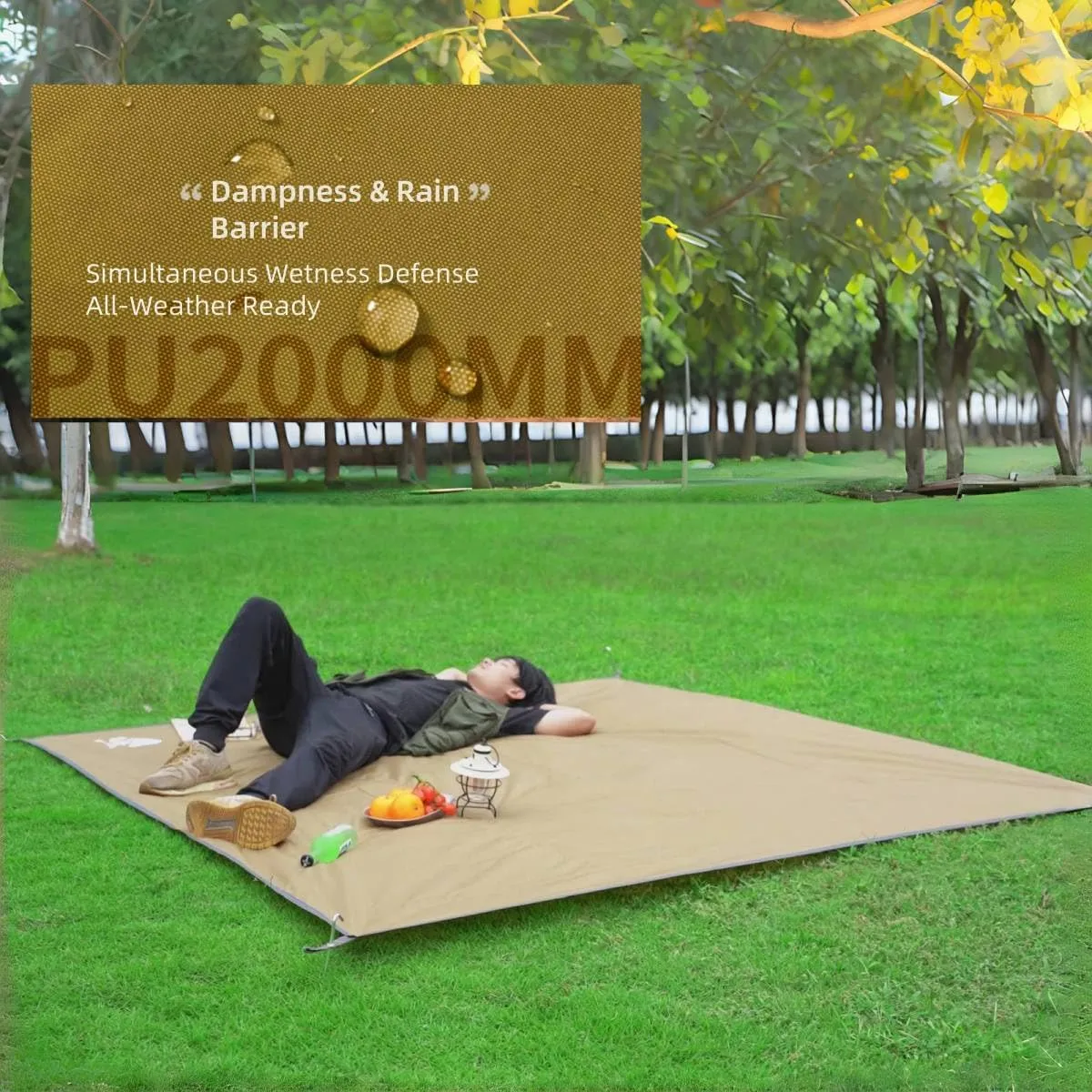 Ultralight Tent Footprint/Waterproof Camping Tarp, Essential Tent Accessories Beach Picnic Blanket Mat Ground Sheet for Camping, Backpacking, Hiking & Beach with Carry Bag (82.7 * 82.7in)