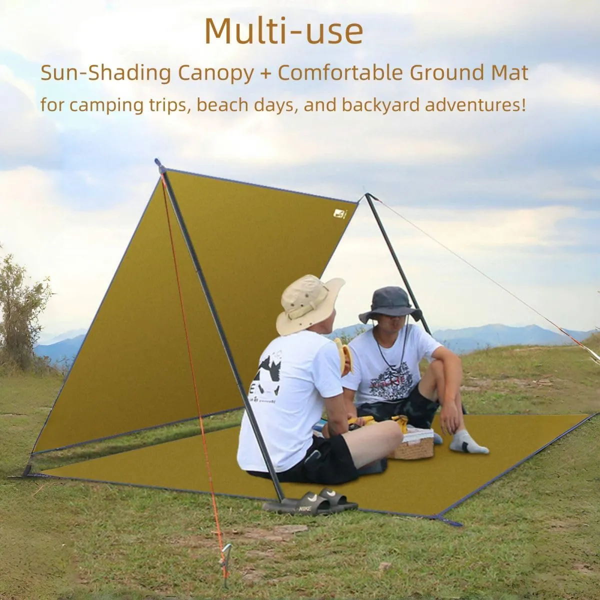 Ultralight Tent Footprint/Waterproof Camping Tarp, Essential Tent Accessories Beach Picnic Blanket Mat Ground Sheet for Camping, Backpacking, Hiking & Beach with Carry Bag (82.7 * 82.7in)