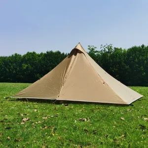 Ultralight Trekking Pole Backpacking Tent, Waterproof Pyramid Single Camping Tent, Windproof 1 Person Shelter With Support Poles For Backpacking Hiking Trekking(brown)