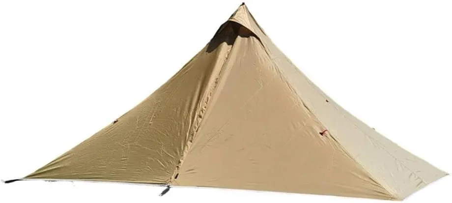 Ultralight Trekking Pole Backpacking Tent, Waterproof Pyramid Single Camping Tent, Windproof 1 Person Shelter With Support Poles For Backpacking Hiking Trekking(brown)