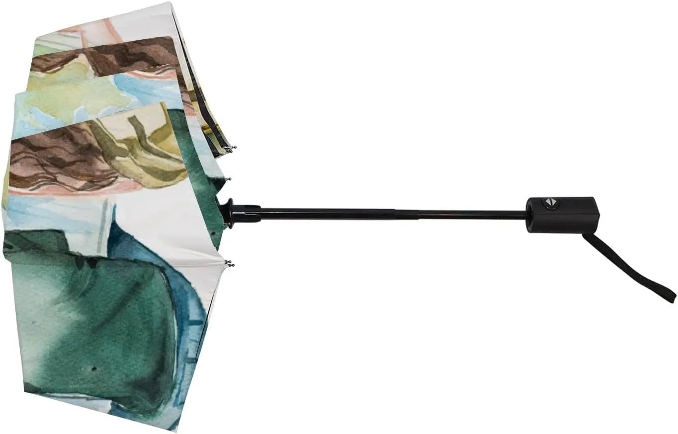 Umbrella Rain Windproof Native American Patchwork Travel Compact Anti-UV Protection Umbrellas Golf Folding Parasol Automatic Open Close Men Women Adults