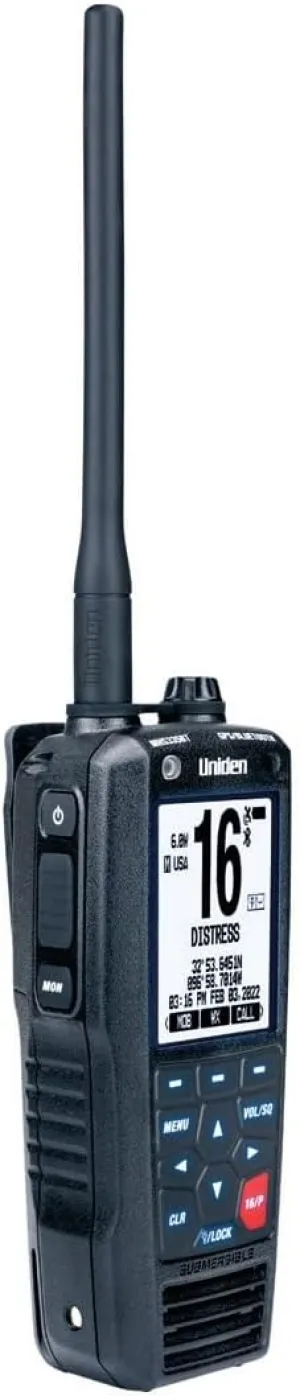 Uniden MHS335BT 6W Class D Floating Handheld VHF Marine Radio with Bluetooth, Text Message Directly To Other Vhf Text Message Capable Radios, IPX8 Submersible Design