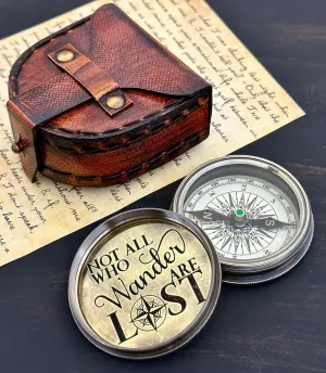 Unique Engraved Compass - NOT All Who Wander Are Lost - Men's Graduation Gift for Him, Dad, Husband