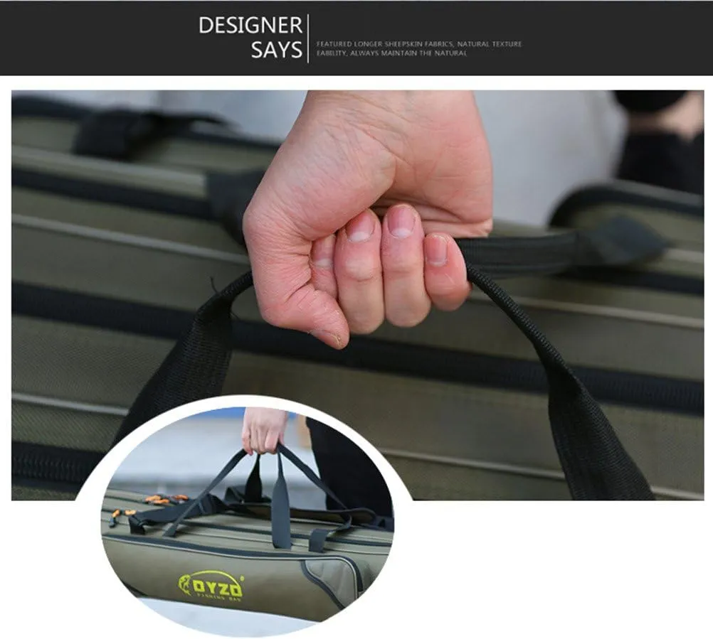 UNISTRENGH 3 Layers Portable Folding Fishing Rod Carrier Reel Case Bags Fish Pole Tools Storage Bag Case Pro Gear Tackle for Shoulders,Handles (3 layers/100cm-39.4inch)