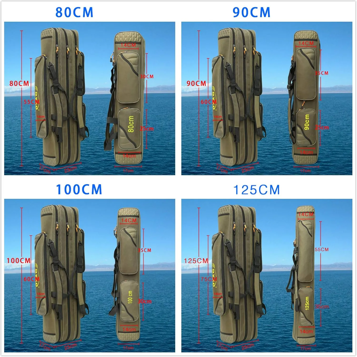UNISTRENGH 3 Layers Portable Folding Fishing Rod Carrier Reel Case Bags Fish Pole Tools Storage Bag Case Pro Gear Tackle for Shoulders,Handles (3 layers/100cm-39.4inch)