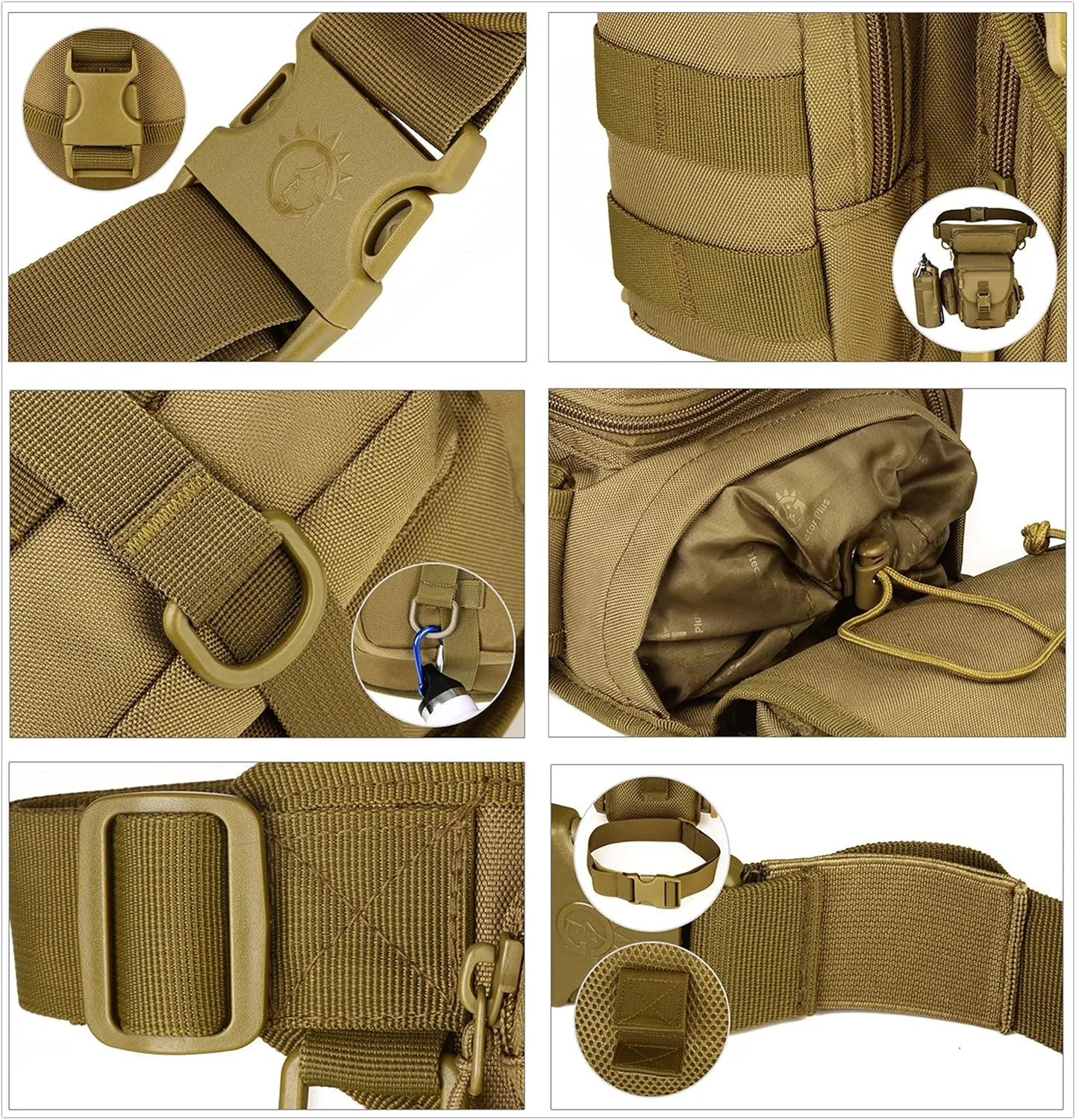 Unistrengh Multi-Purpose Military Tactical Drop Leg Sling Bag Walking Man Tool Thigh Waist Belt Pack Paintball Airsoft Motorcycle Riding Camera EDC Pouch (Desert Camo)