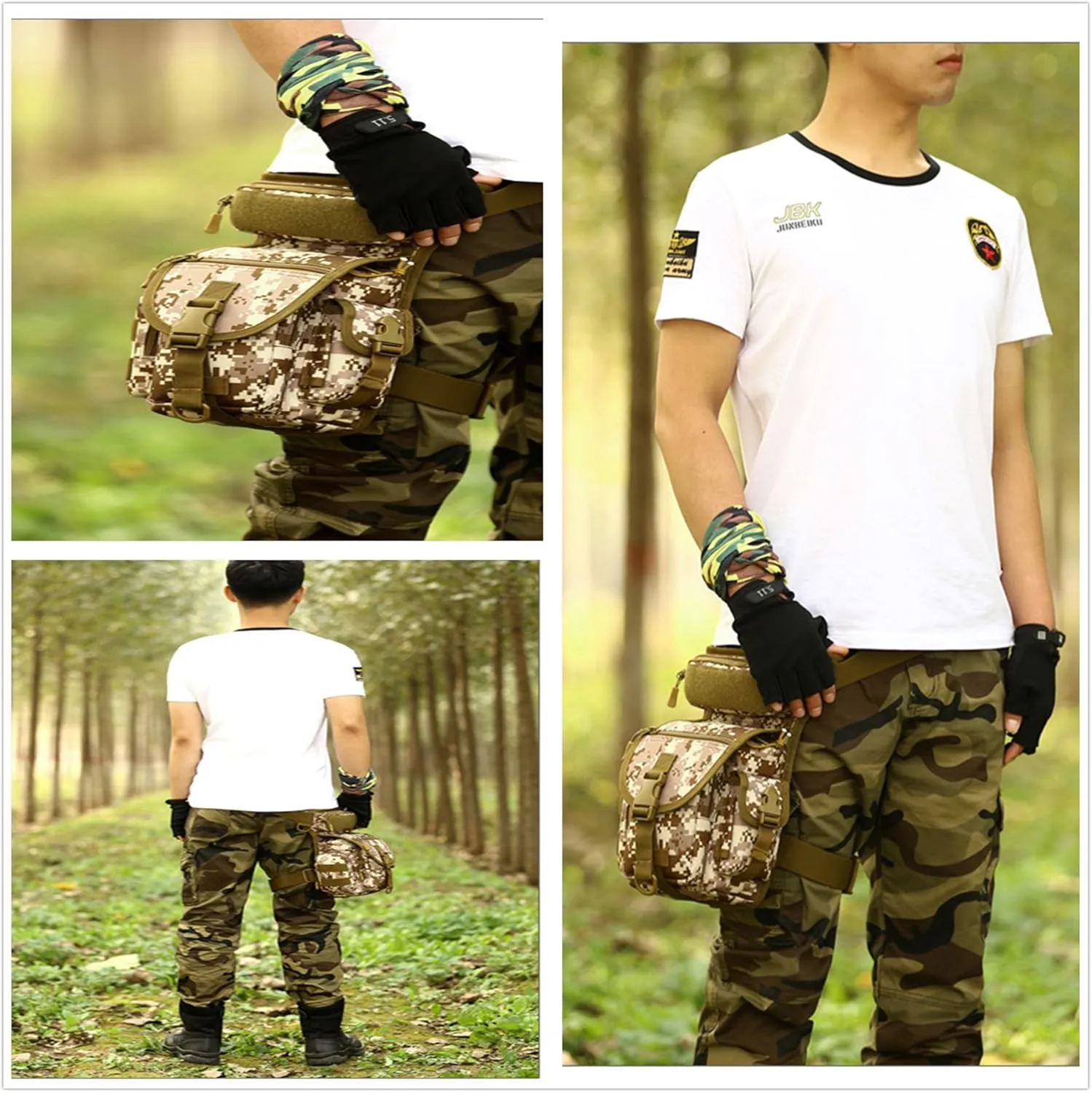 Unistrengh Multi-Purpose Military Tactical Drop Leg Sling Bag Walking Man Tool Thigh Waist Belt Pack Paintball Airsoft Motorcycle Riding Camera EDC Pouch (Desert Camo)