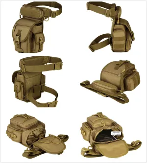 Unistrengh Multi-Purpose Military Tactical Drop Leg Sling Bag Walking Man Tool Thigh Waist Belt Pack Paintball Airsoft Motorcycle Riding Camera EDC Pouch (Desert Camo)