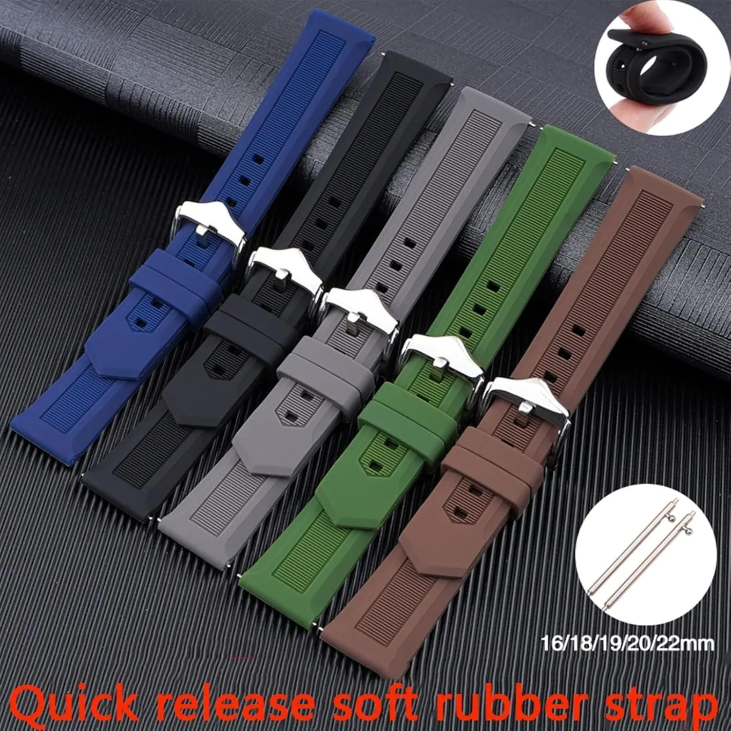 Universal Silicone Watch Band Quick Release Rubber Strap Sport Diving Wristband Bracelet Accessories