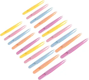 Uonlytech 100pcs Stainless Precision Eyelash Tweezers Pink Craft Tweezers Set Pack