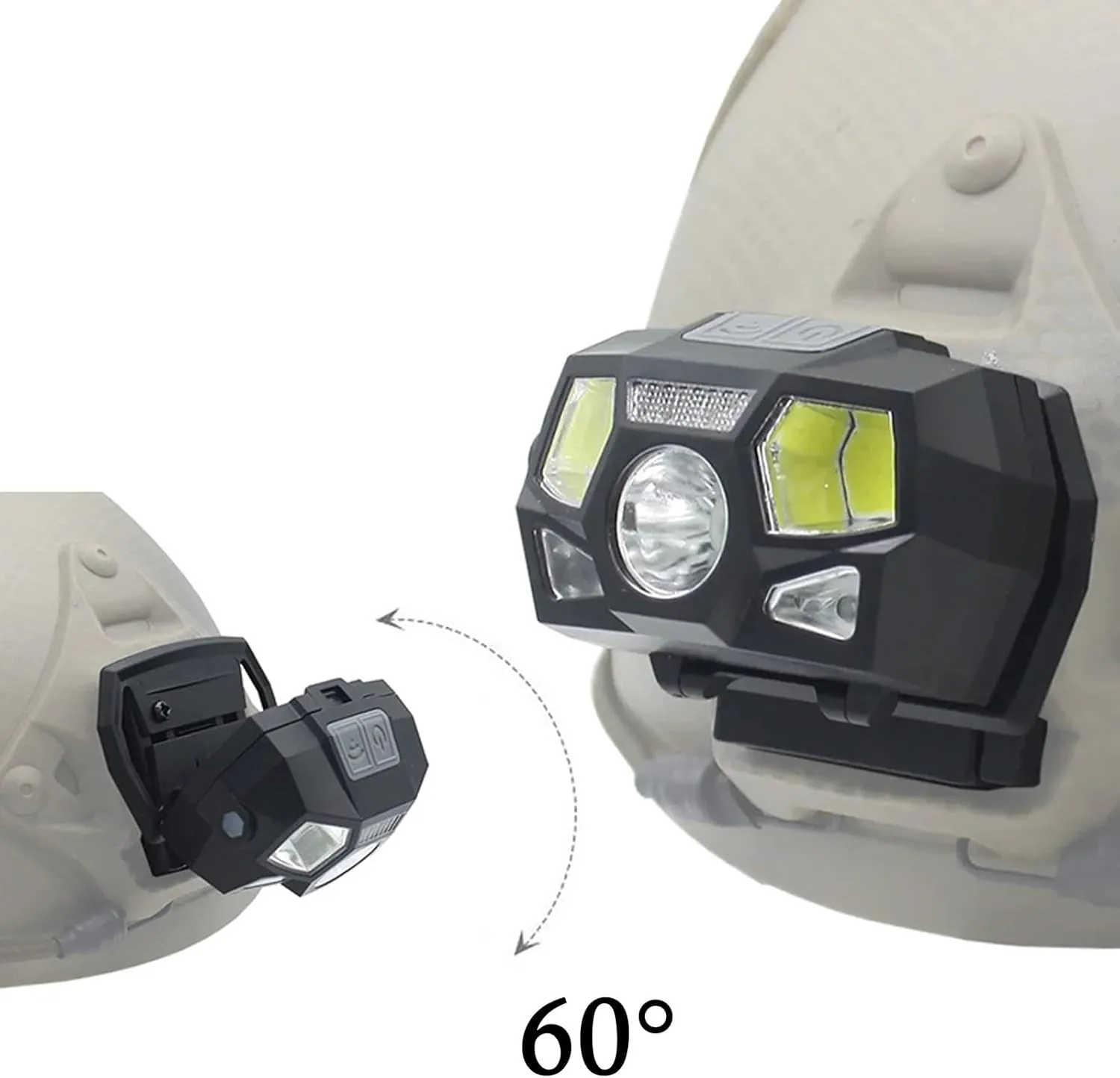 USB Charging Tactical Helmet Headlamp with Motion Sensor, Waterproof Signal Light Ideal for Fishing, Outdoor Adventures and Emergency Rescue(Yellow)