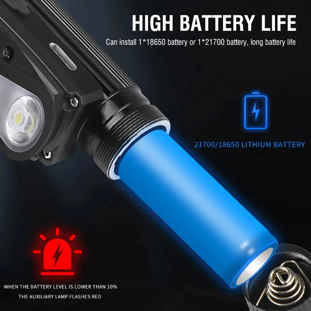 USB Rechargeable LED Headlamp, Powerful 3-Modes, Induction Sensor, 18650 Battery, XHP50 for Night Camping & Outdoors
