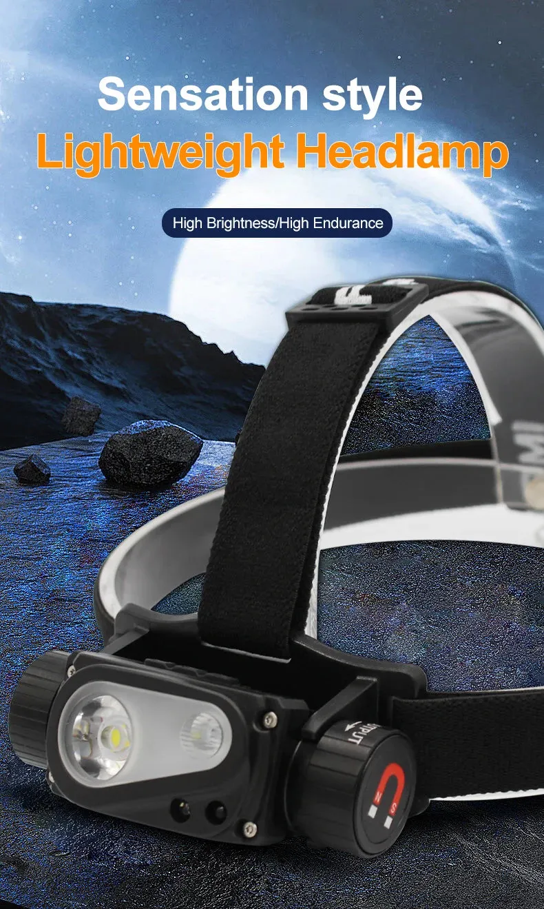 USB Rechargeable LED Headlamp, Powerful 3-Modes, Induction Sensor, 18650 Battery, XHP50 for Night Camping & Outdoors