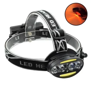 USB Rechargeable T6 COB LED Headlamp White Red Light Head Lamp 7 Modes Outdoor Lighting Headlight Head Flashlights 18650 Battery