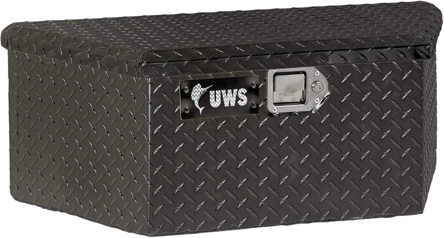 UWS EC20422 34-Inch Gloss Black Heavy-Wall Aluminum Trailer Tongue Tool Box with Low Profile, RigidCore Lid