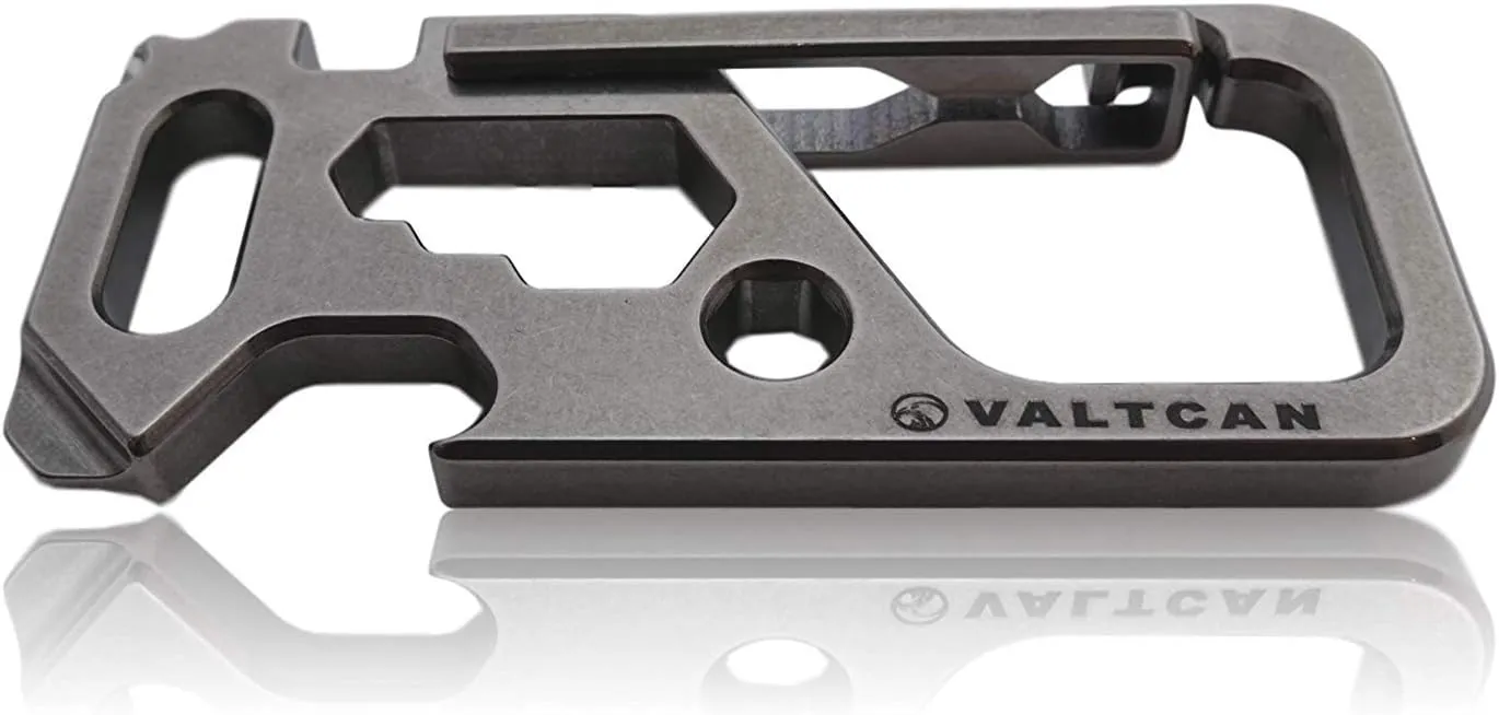 Valtcan Titanium Carabiner Multi Tool Key Chain Holder Glossy Stonewash