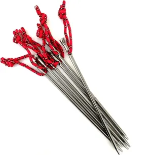 Vargo Titanium Ultralight Nail Peg (6 Pack) | Size: 6" L x 0.15" D (152 mm x 4 mm) | Weight: 0.3 Ounces (8 Grams) | T-110